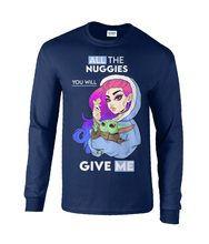 Load image into Gallery viewer, Pixie Cake Face 'All The Nuggies' Long Sleeve T-Shirt