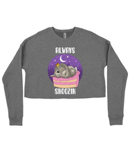 Load image into Gallery viewer, Pixie Cake Face 'Always Snoozin' Ladies Cropped Sweatshirt