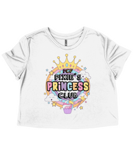 Load image into Gallery viewer, Pixie Cakeface 'Princess Club' Ladies Flowy Cropped T-Shirt