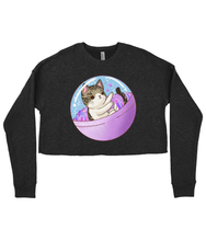 Load image into Gallery viewer, Space Kitty Ladies Cropped Sweatshirt