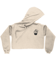 Load image into Gallery viewer, Pixie Cake Face Embroidered Ladies Cropped Hoodie