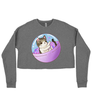 Load image into Gallery viewer, Space Kitty Ladies Cropped Sweatshirt