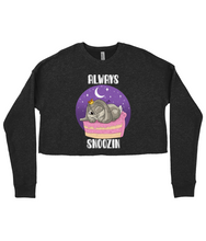 Load image into Gallery viewer, Pixie Cake Face 'Always Snoozin' Ladies Cropped Sweatshirt