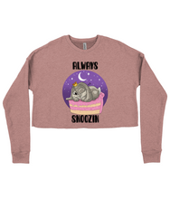 Load image into Gallery viewer, Pixie Cake Face 'Always Snoozin' Ladies Cropped Sweatshirt