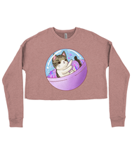 Load image into Gallery viewer, Space Kitty Ladies Cropped Sweatshirt