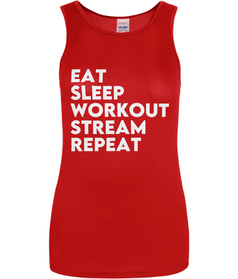 Eat Sleep Workout Stream Repeat Women's Cool Sports Vest