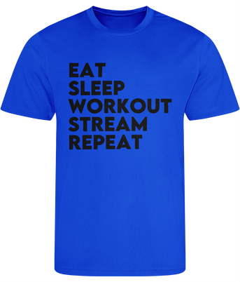Eat Sleep Workout Stream Repeat Men's Cool Sports T-shirt