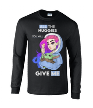 Load image into Gallery viewer, Pixie Cake Face 'All The Nuggies' Long Sleeve T-Shirt