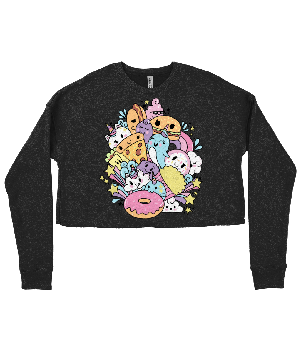 Kawaii Fast Food Friends Ladies Cropped Sweatshirt ManaMerch