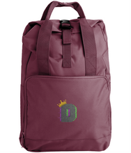 Load image into Gallery viewer, The King D42 Embroidered Twin Handle Roll-Top Backpack