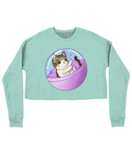 Load image into Gallery viewer, Space Kitty Ladies Cropped Sweatshirt