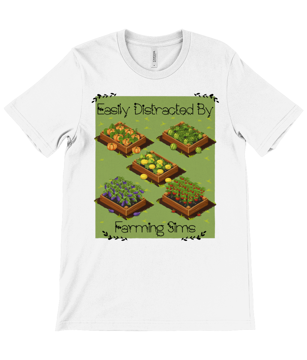 Distracted By Farming Sims Crew Neck T-Shirt
