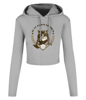 Spirit Of Thunder If It Flies It Dies Women's Cropped Hooded T-shirt