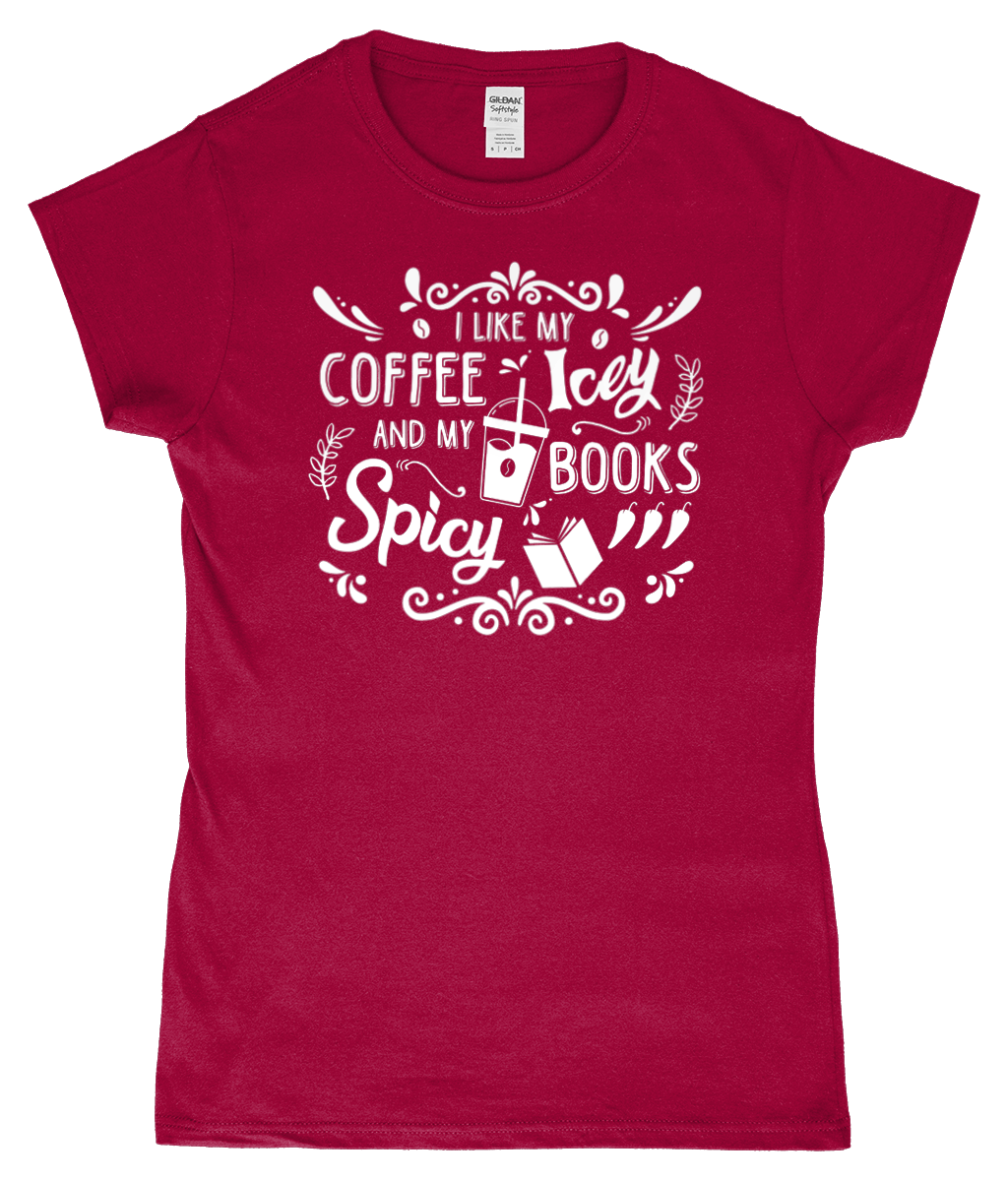 Ladies Fitted T-Shirt Coffee Icey & Books Spicy