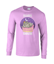 Load image into Gallery viewer, Pixie Cake Face &#39;Always Snoozin&#39; Long Sleeve T-Shirt
