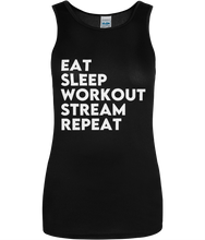 Load image into Gallery viewer, Eat Sleep Workout Stream Repeat Women&#39;s Cool Sports Vest
