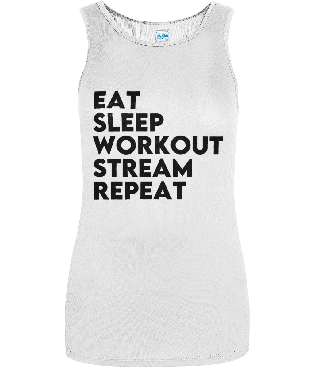Eat Sleep Workout Stream Repeat Women's Cool Sports Vest