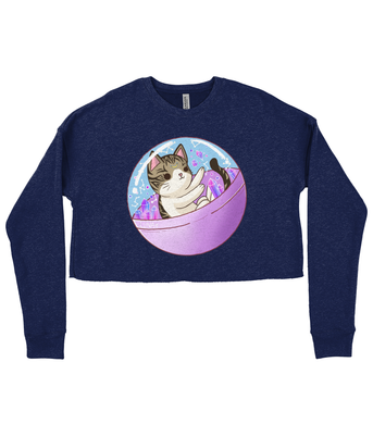 Space Kitty Ladies Cropped Sweatshirt