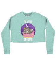 Load image into Gallery viewer, Pixie Cake Face &#39;Always Snoozin&#39; Ladies Cropped Sweatshirt
