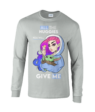 Load image into Gallery viewer, Pixie Cake Face &#39;All The Nuggies&#39; Long Sleeve T-Shirt
