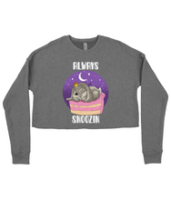 Load image into Gallery viewer, Pixie Cake Face &#39;Always Snoozin&#39; Ladies Cropped Sweatshirt
