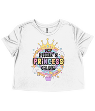 Load image into Gallery viewer, Pixie Cakeface &#39;Princess Club&#39; Ladies Flowy Cropped T-Shirt
