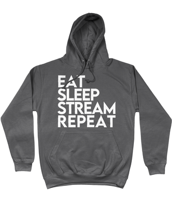 'Eat Sleep Stream Repeat' College Hoodie