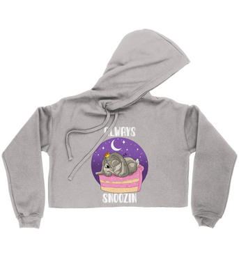 Pixie Cake Face 'Always Snoozin' Ladies Cropped Hoodie