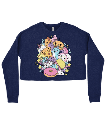 Kawaii Fast Food Friends Ladies Cropped Sweatshirt