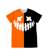 Load image into Gallery viewer, Pumpkin Face Split Contrast T-Shirt
