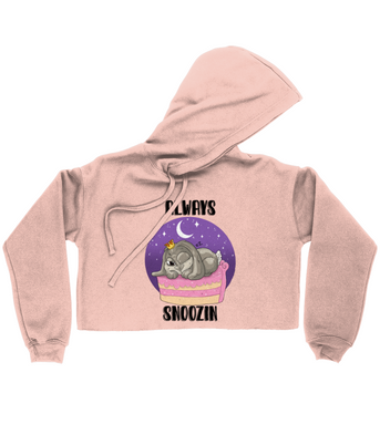 Pixie Cake Face 'Always Snoozin' Ladies Cropped Hoodie