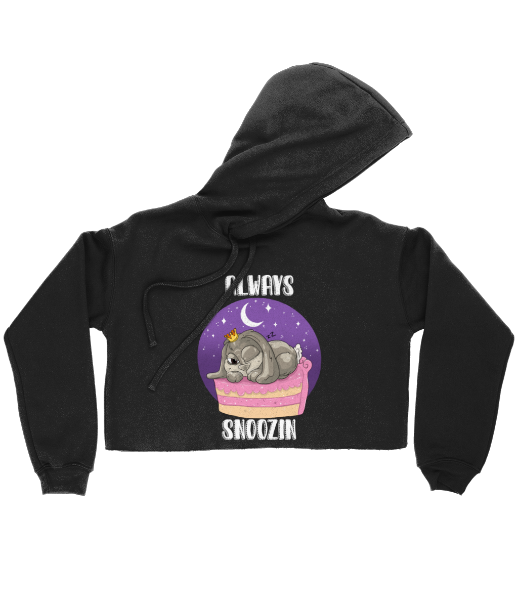 Pixie Cake Face 'Always Snoozin' Ladies Cropped Hoodie