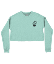 Load image into Gallery viewer, Pixie Cake Face Embroidered Ladies Cropped Sweatshirt
