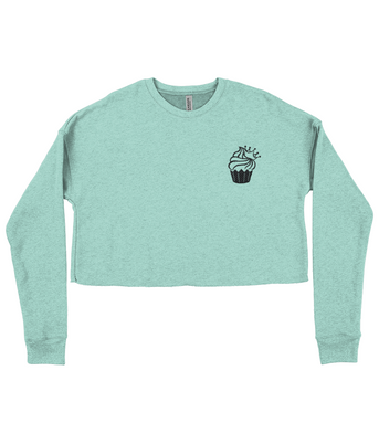 Pixie Cake Face Embroidered Ladies Cropped Sweatshirt