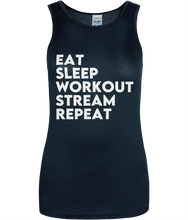 Load image into Gallery viewer, Eat Sleep Workout Stream Repeat Women&#39;s Cool Sports Vest
