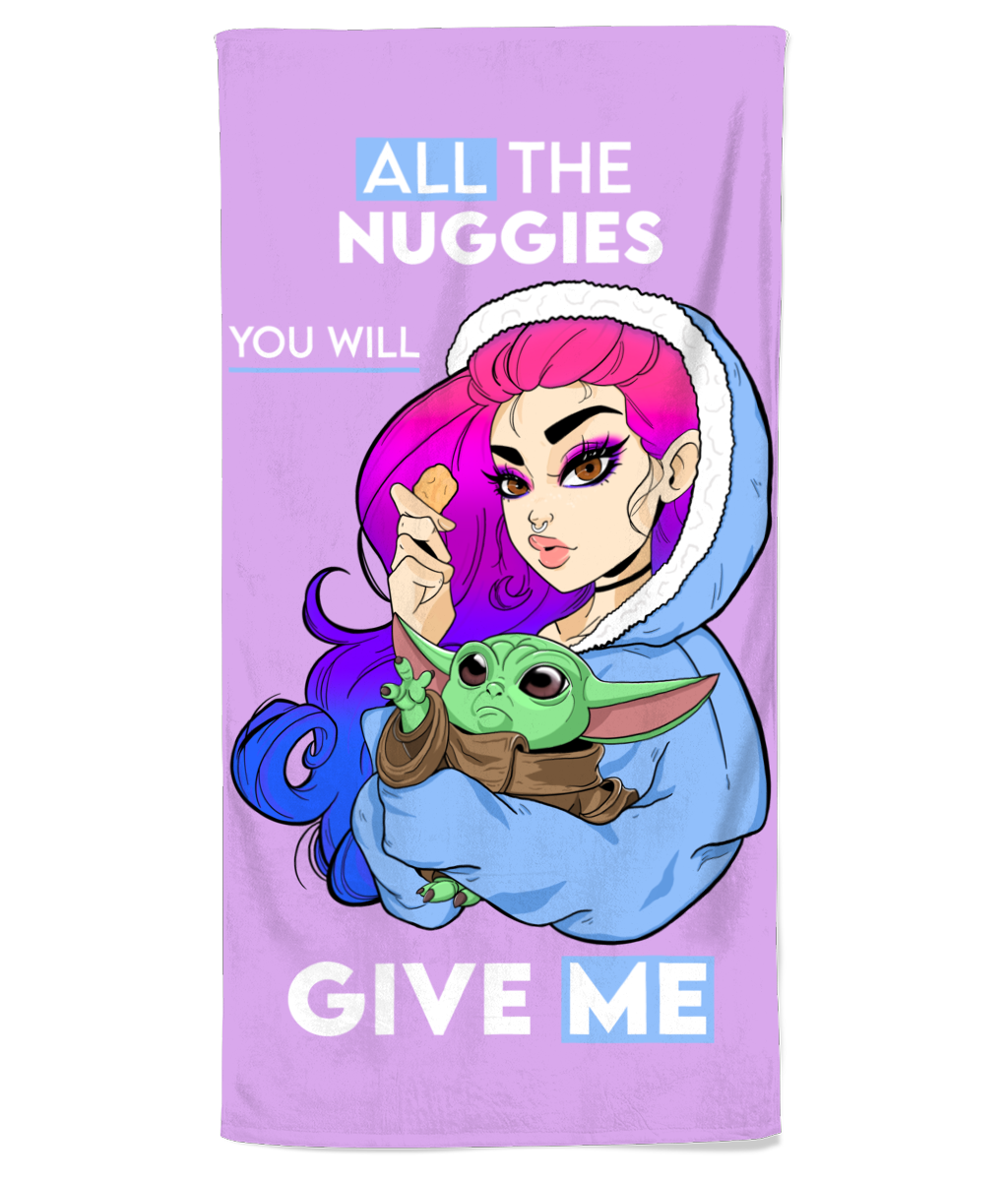 Pixie Cake Face 'All The Nuggies' Printed Beach Towel