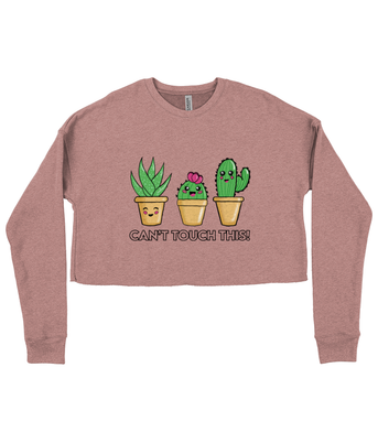 Kawaii Cacti Ladies Cropped Sweatshirt