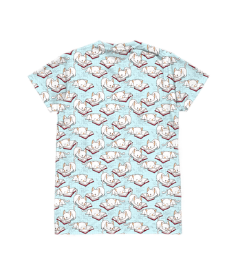 Sleepy Study Kitty Print T-Shirt