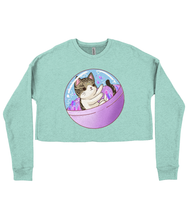 Load image into Gallery viewer, Space Kitty Ladies Cropped Sweatshirt

