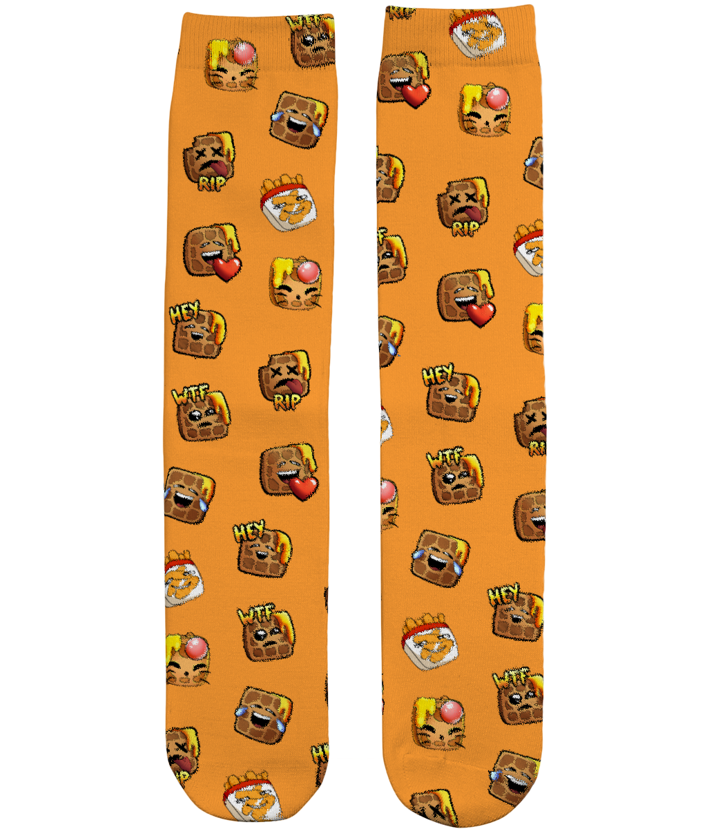 Faffy Waffle Emote Print Unisex Tube Socks