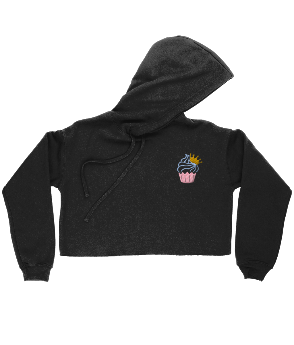 Pixie Cake Face Embroidered Ladies Cropped Hoodie