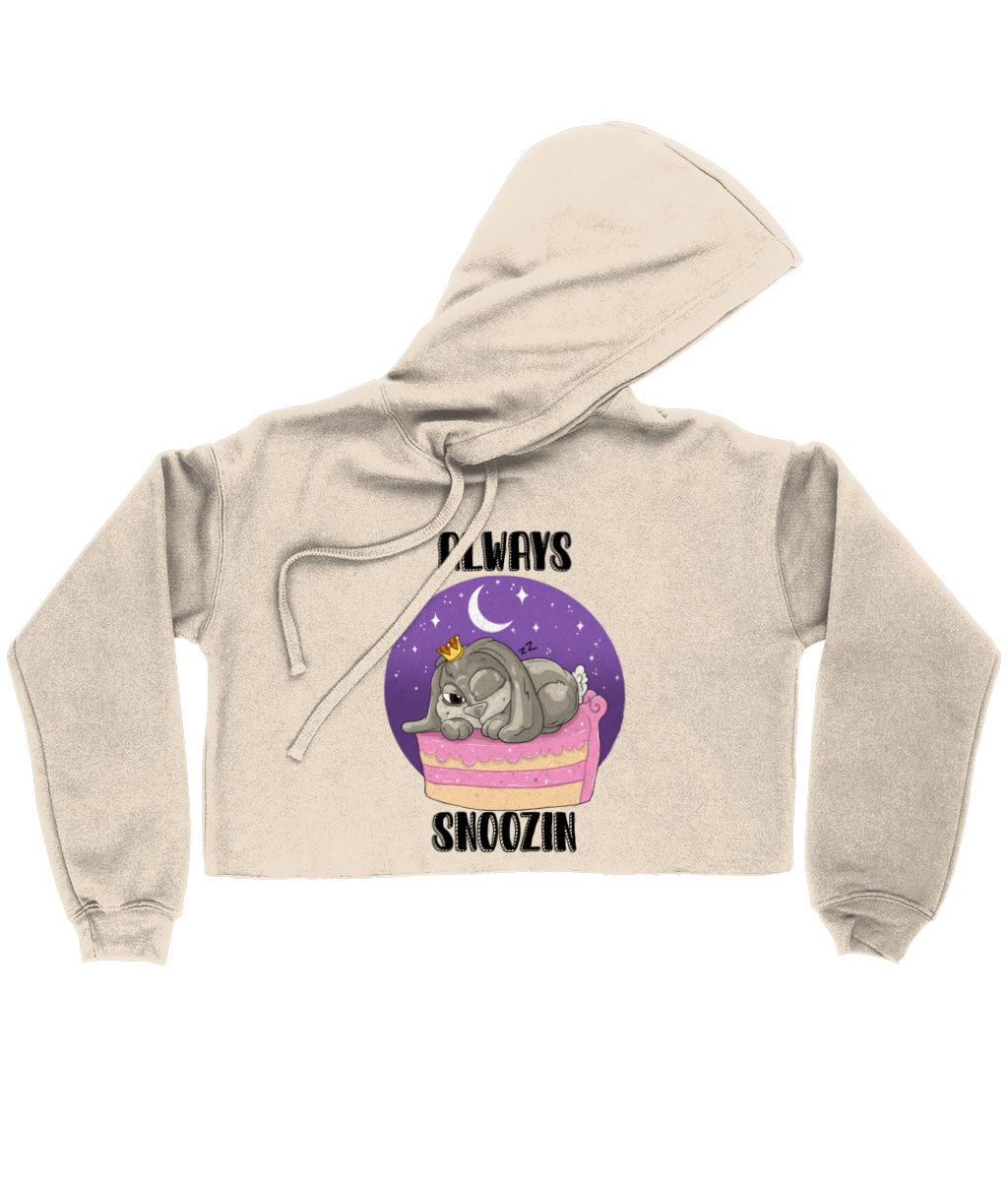 Pixie Cake Face 'Always Snoozin' Ladies Cropped Hoodie